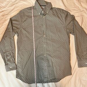 Jos. A. Bank Olive Green Patterned Casual Button-Down Shirt